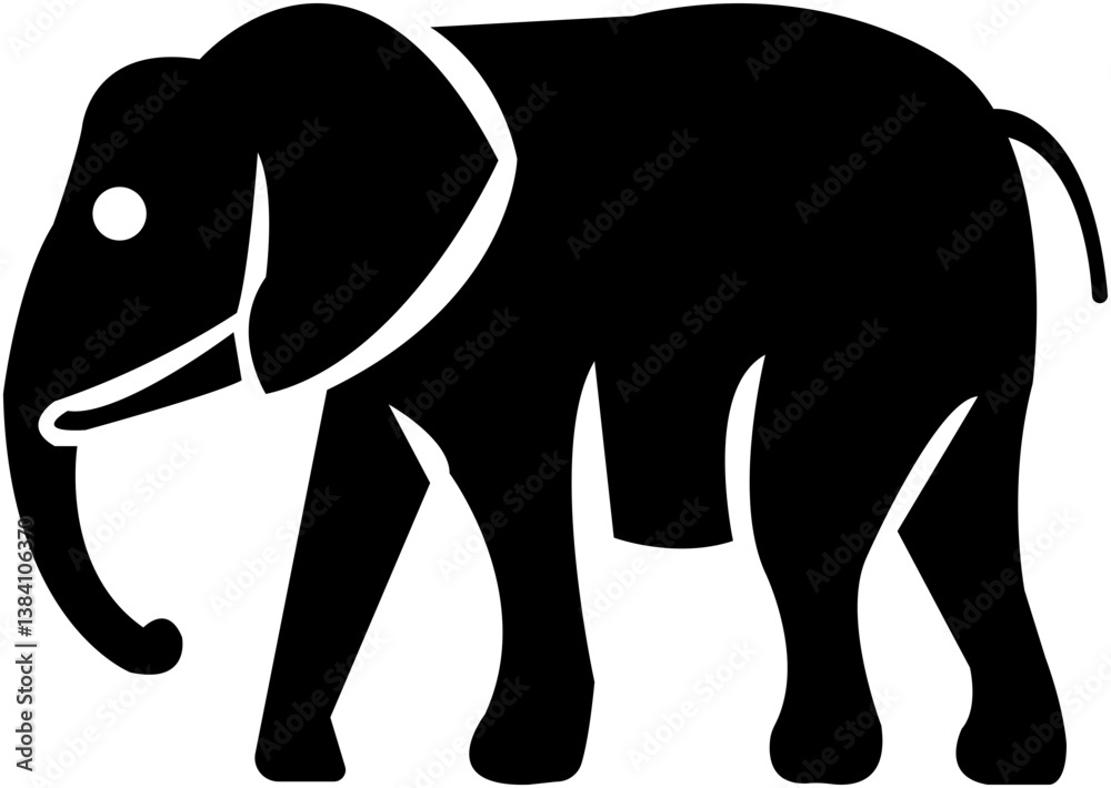 Obraz premium elephant, zoo, animal, vector, illustration, mammal, africa, tusk, african, safari, silhouette, wildlife, big, wild, nature, animal trunk, no people, standing, walking, logotype, isolated, white, blac