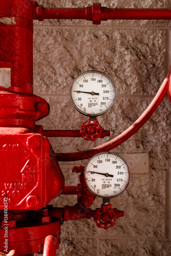 valves gauges hot water steam piping
