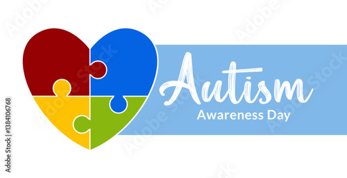 World autism awareness day illustration with love puzzle vector