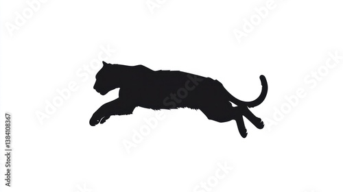 Obraz na płótnie Black panther leaping, white background, wildlife silhouette, nature design w salonie