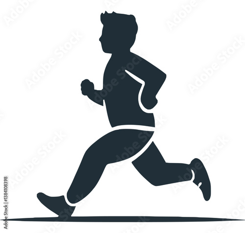 Running Boy Silhouette in Dynamic Fitness Activity