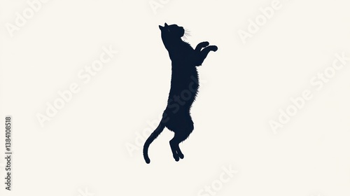 Obraz na płótnie Black cat leaping, white background, playful, pet, profile w salonie