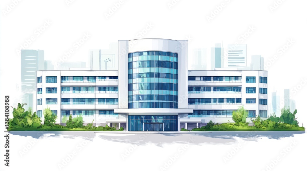 Modern office building cityscape; urban architecture illustration (1)