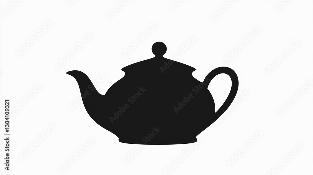 Teapot silhouette, white background, kitchenware, beverage