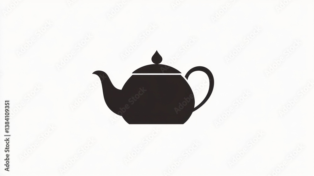 Simple teapot icon; kitchen utensil; white background; tea preparation; website design
