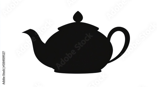 Obraz na płótnie Black teapot silhouette, kitchen utensil, white background, tea preparation, menu design w salonie