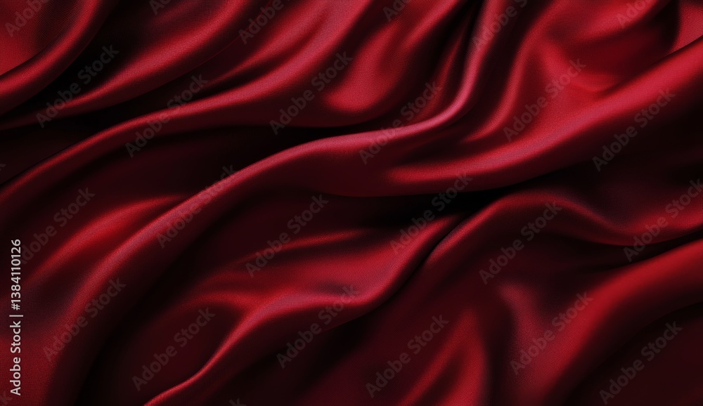 Fototapeta premium Luxurious crimson silk fabric drapes in flowing folds