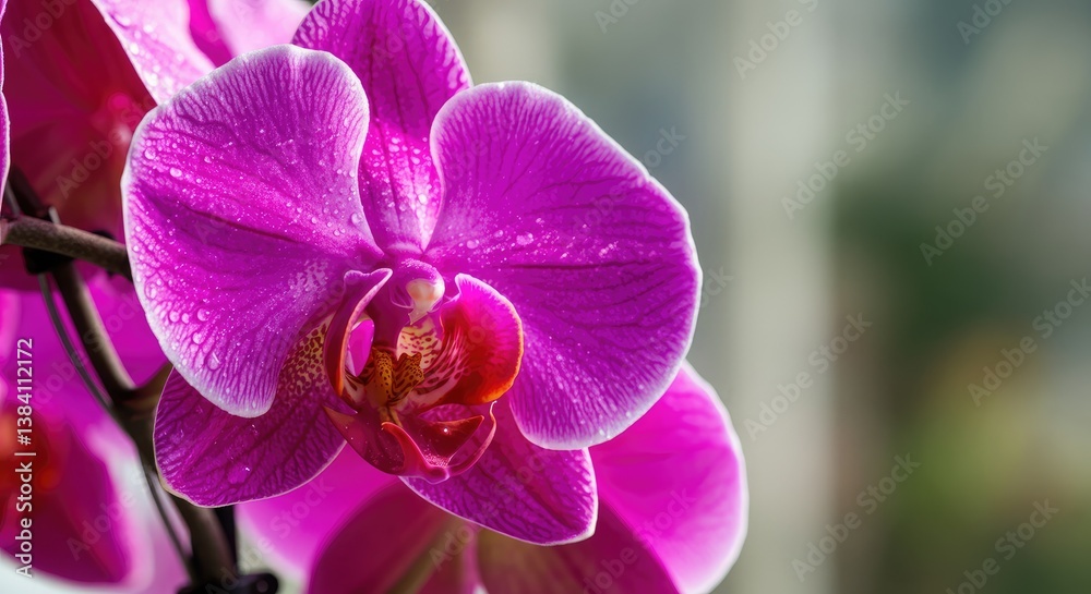 Fototapeta premium Close-up of vibrant purple orchid flower with detailed petals