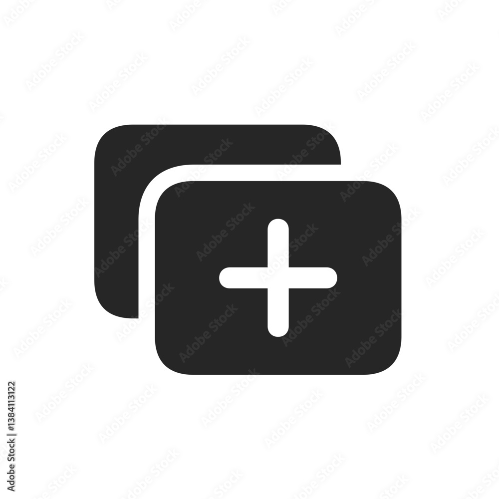 Filled Plus Rectangle on Rectangle Icon Filled Plus Rectangle on Rectangle Icon