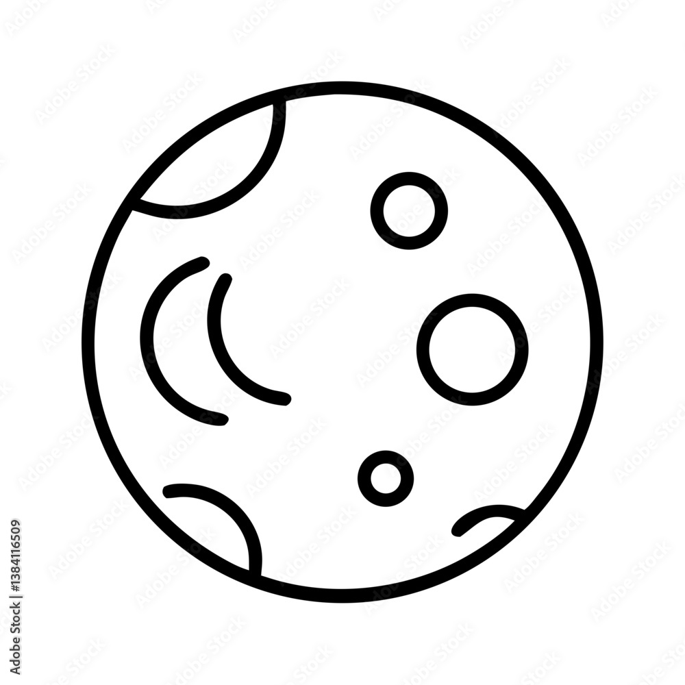 Moon symbol with craters, representing the night sky and celestial bodies in minimalistic design Moon symbol with craters, representing the night sky and celestial bodies in minimalistic design