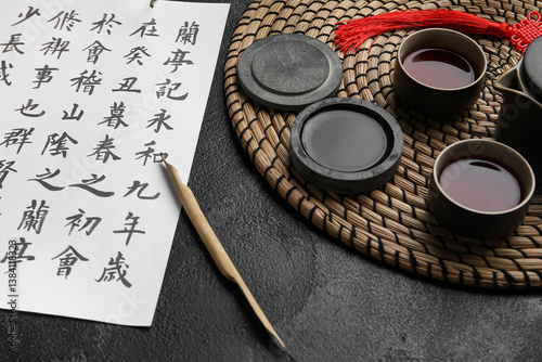 Paper sheet with Asian hier...