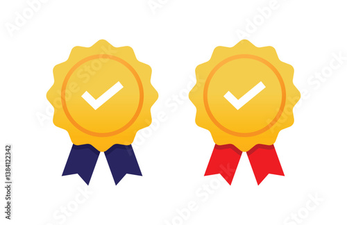 Certified medal. Quality Badge. Vector illustration of certificate premium quality.