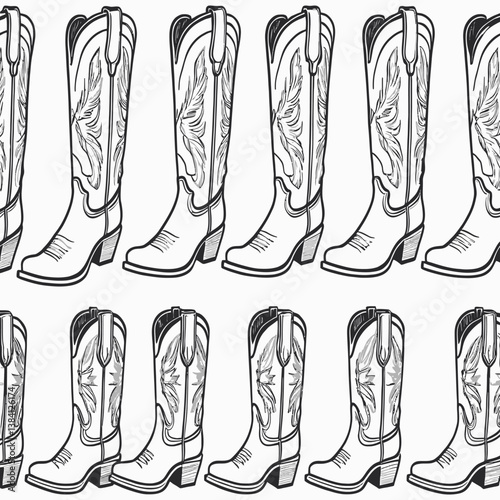 Western Cowboy Boots Seamless Pattern Design