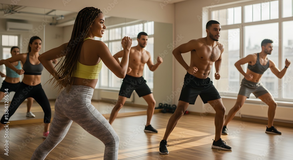 Obraz premium Fitness class workout studio.