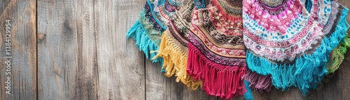 Vibrant Woven Wraps with Fringes