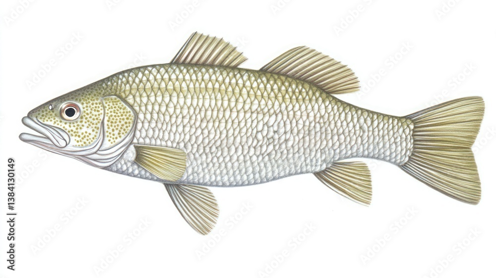 Illustration of a light-gray fish with scales Illustration of a light-gray fish with scales