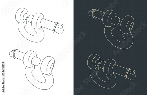 Crosby shackle blueprints illustrations