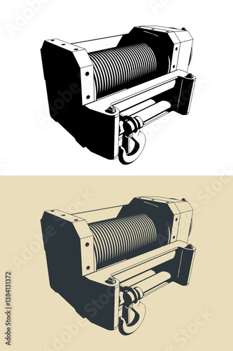 Hydraulic winch illustration