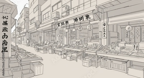 Tsukiji Outer Market in Tokyo, Japan