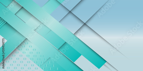 shining banner blue metal background and layer elements vector for presentation. abstract geometric. green gradient. Memphis. graceful. modern style.