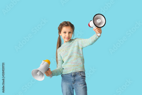 Little girl with megaphones...