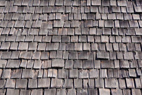Weathered old wood shingles roof