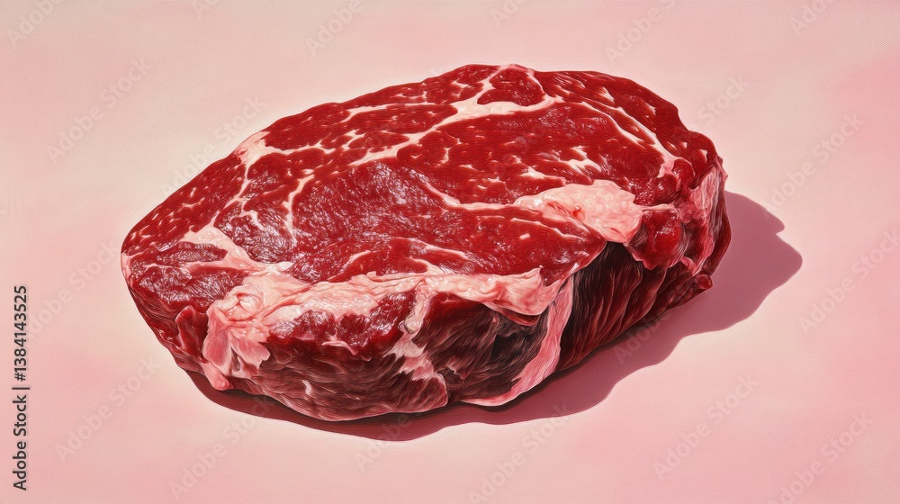 Obraz premium A succulent cut of raw meat with rich marbling perfect for culinary enthusiasts and food photo