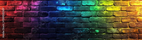 Vibrant rainbow brick wall