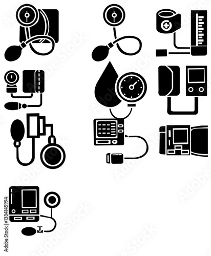Blood Pressure Gauge glyph icon, pulse, health