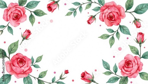 Delicate watercolor roses & leaves, repeating pattern , petals, seamless pattern, garden