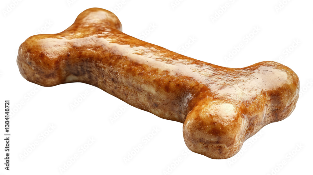 Closeup of a dog bone on a white background, featuring a raw, healthy, brown biscuit treat for pets Closeup of a dog bone on a white background, featuring a raw, healthy, brown biscuit treat for pets