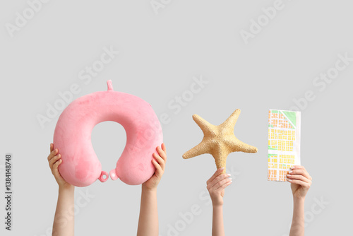 Female hands with starfish,...