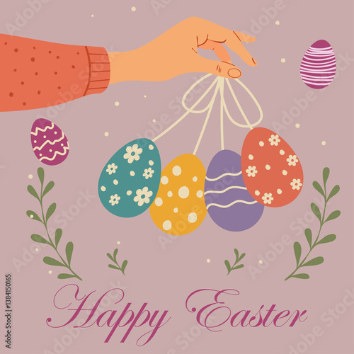 easter greeting card with eggs
