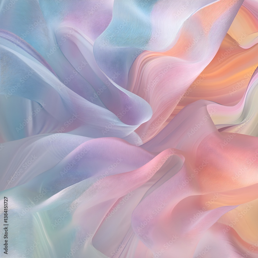 Obraz premium A flowing abstract design featuring soft pastel colors, creating a serene and ethereal atmosphere.