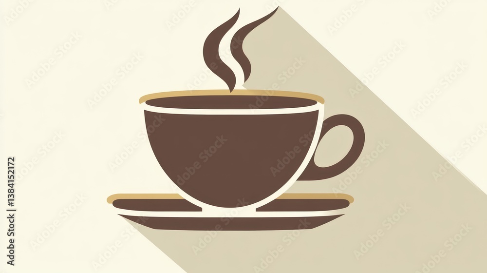 Obraz premium Steaming Hot Beverage in a Classic Cup and Saucer Perfect for Coffee or Tea Lovers Minimalist