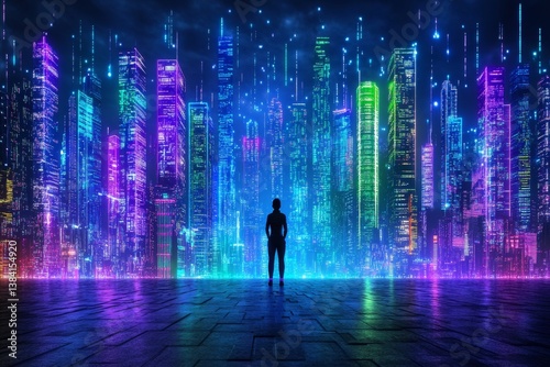 A cyberpunk city where AI corporations dictate the global financial structure