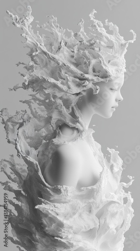Fluid Sculpture: Abstract White Woman Form