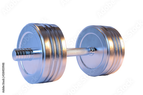 Metallic Dumbbell with Knurled Grip, Isolated on White