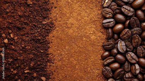 Coffee grounds and beans