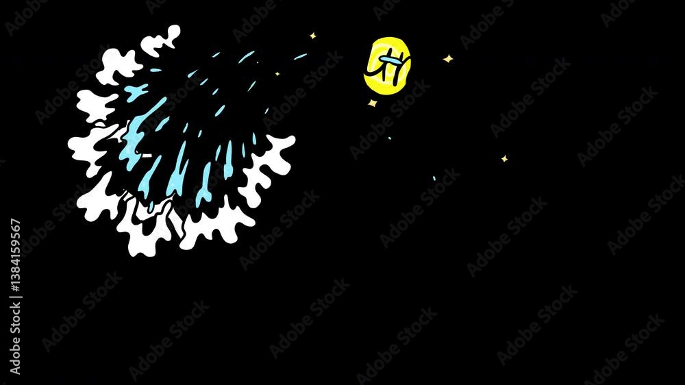 This stop motion graphics video pack includes 8 clips of 2D hand-drawn with wave splashes and summery elements.Transparent background and green background to choose from