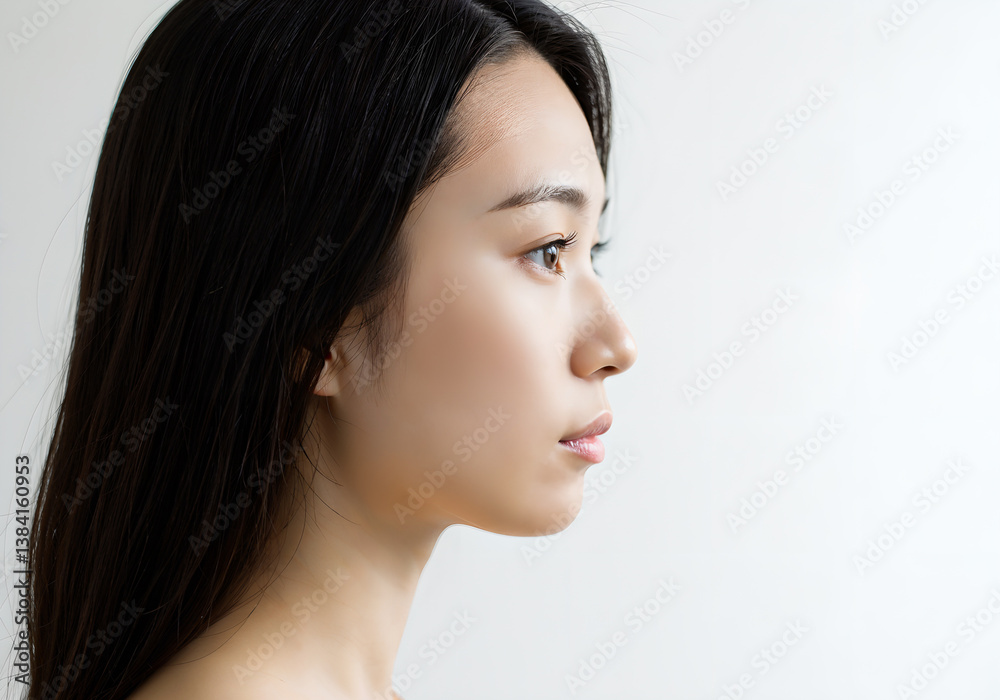 Close-up of Japanese woman profile, AI generated