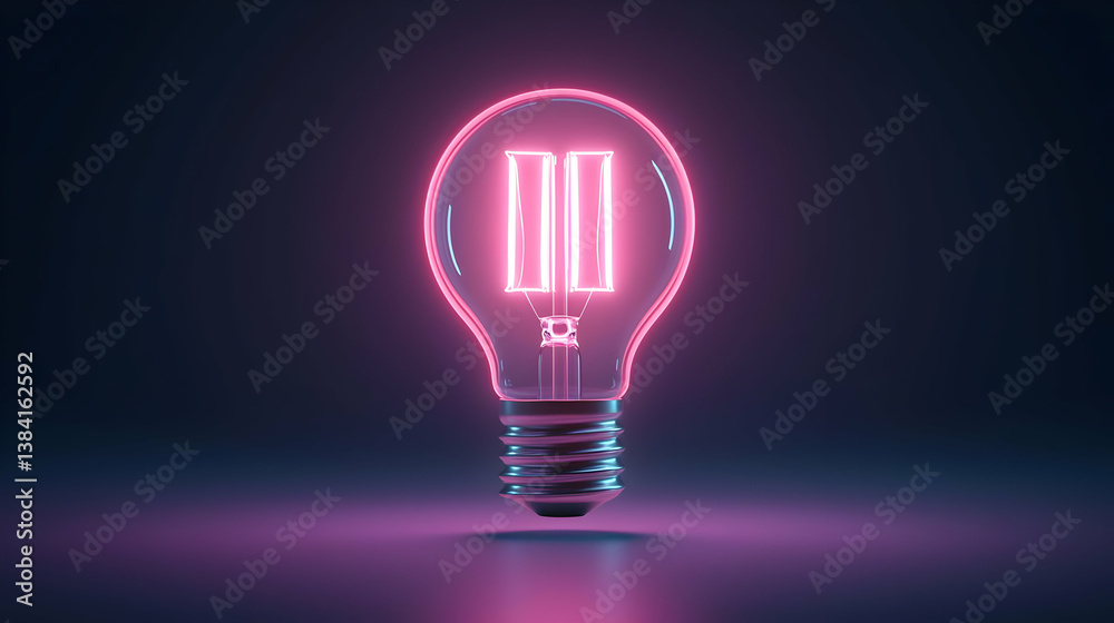 Glowing Pink Pixelated Light Bulb