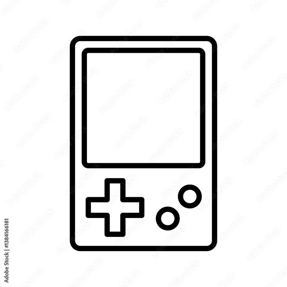 Outline Icon of a Portable Game Console with Control Buttons and a Screen. Outline Icon of a Portable Game Console with Control Buttons and a Screen.
