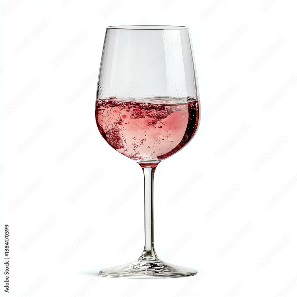 Isolated on white background. Refreshing glass of sparkling rose wine. Isolated on white background. Refreshing glass of sparkling rose wine.