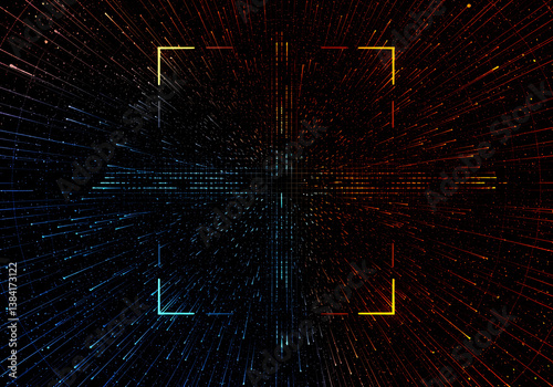 Futuristic Sci Fi Data Stream Warp Drive Background Red and Blue Particles