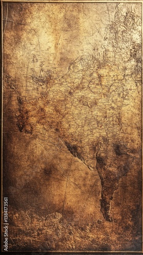 Antique map, sepia-toned, textured, geographical