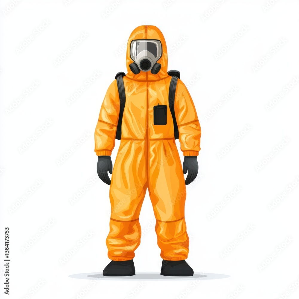 Naklejka premium Protective suit figure icon symbolizes safety on Chernobyl Remembrance Day in a minimalistic design