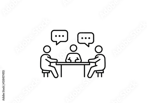 Business Meeting Icon Group Discussion Symbol for Collaboration