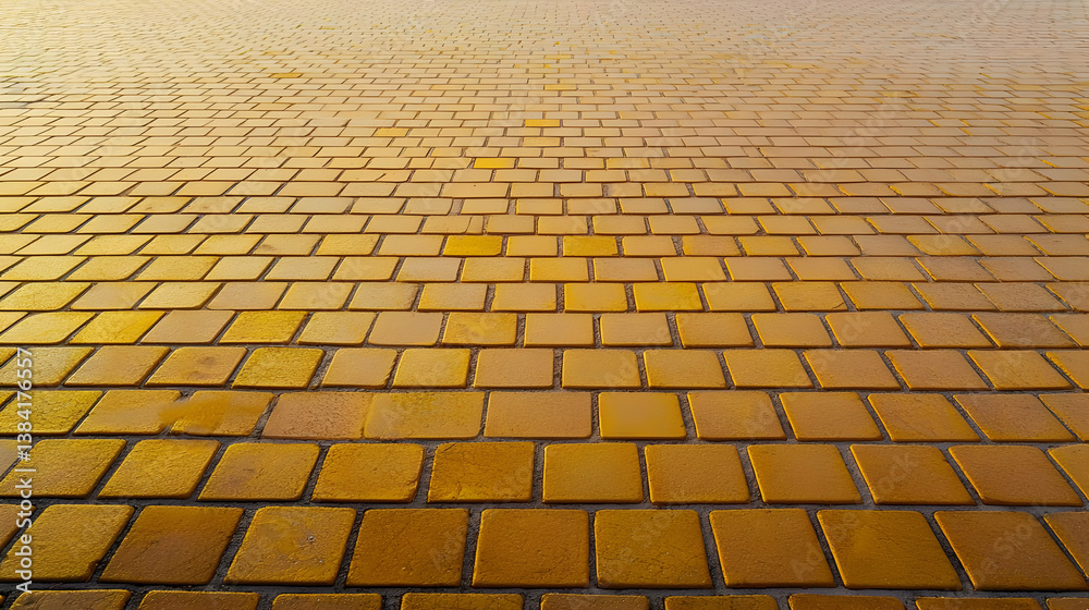 Fototapeta premium Golden Cobblestone Pavement Texture