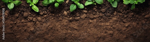 Rich soil with emerging plants